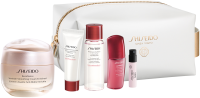 Shiseido Benefiance Pouch Set = Wrinkle Smooth.Enrich.Cream 50ml+Clarif.Cleans.Foam 15ml+Treatm.Soft. 30ml+Ultim.Power Inf.Conc.10ml+Ginza EdP 0,8ml